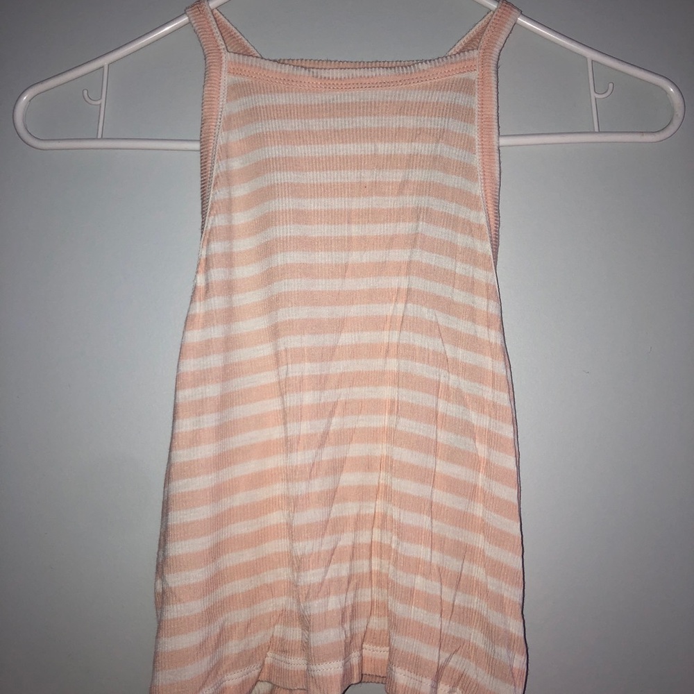 Pink and white striped crop top
